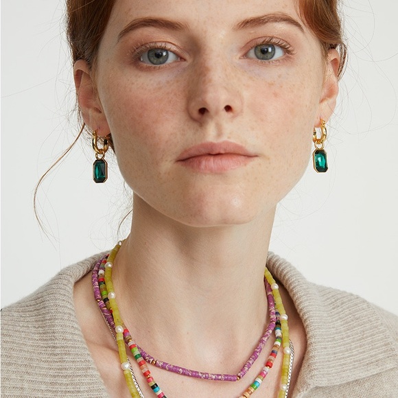 Dangle green emerald earrings, dangle green gem earrings, emerald earrings - Picture 5 of 6